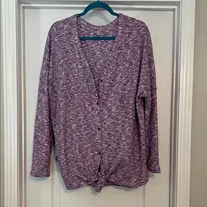 V-Neck Tie-Front Waffle Knit Tunic